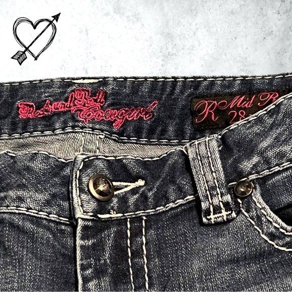 Rock & Roll Cowgirl Mid Rise Bootcut Jeans Womens Size 28 x 34 Stretch Denim EUC - Picture 5 of 7